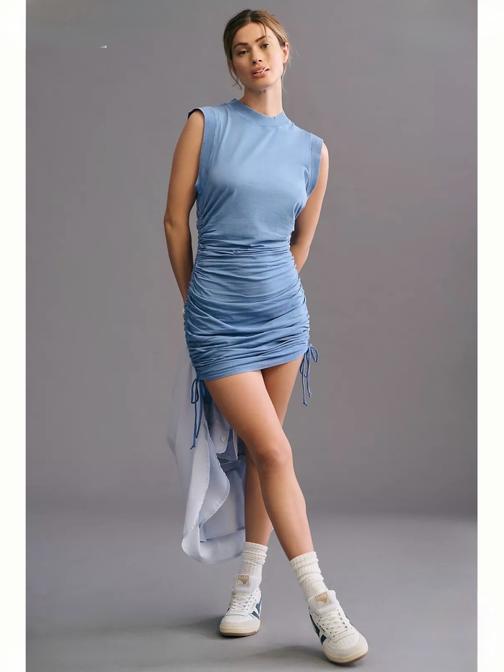 DAILY PRACTICE by ANTHROPOLOGIE, Sleeveless Ruched Mini Dress, Size Small, NWT
